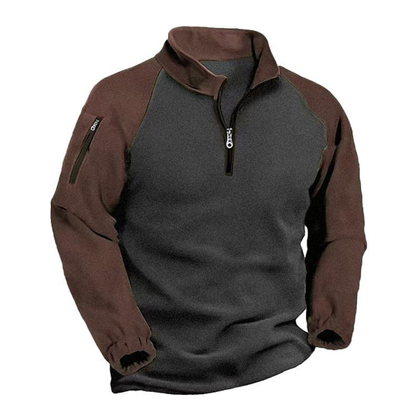 Warmes Outdoor-Sweatshirt mit Stehkragen und langen Ärmeln für Herren im Colorblock-Stil
