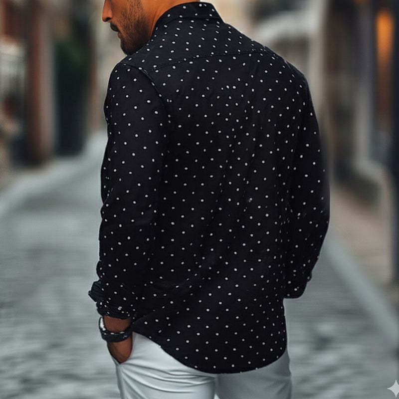 Herren Freizeithemd mit gestricktem Revers und Rautenmuster