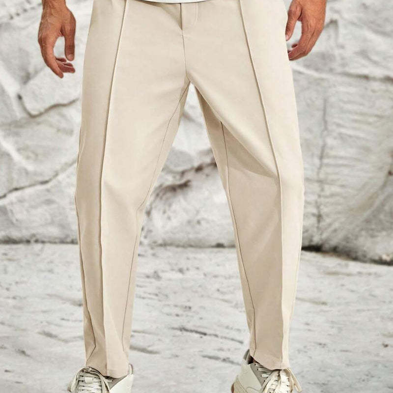 Einfarbige, lässige Hose mit elastischer Taille für Herren 