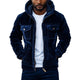 Men's Vintage Velvet Multi-Pocket Zipper Slim Fit Hooded Jacket