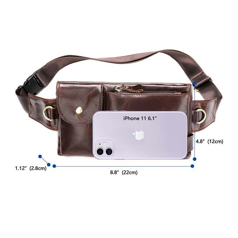 Men's Classic Genuine Leather Waist And Messenger Bag