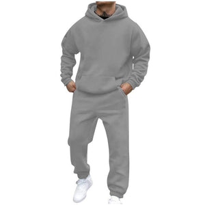 Men's Casual Loose Fleece Long-sleeved Hoodie Sweatpants Set