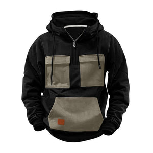 Men's Colorblock Pocket Half Zip Hoodie