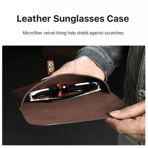 Tragbare Aufbewahrungstasche für Brillen aus Rindsleder für Reisen und Pendeln für Herren