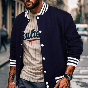 Men's Casual Single Breasted Cardigan Baseball Jacket