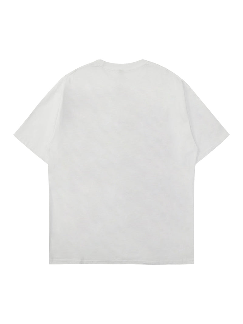 Wildleder-T-Shirt mit aufgestickten Buchstaben „Street Rap“ 