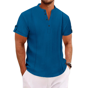 Men's Casual Stand Collar Short Sleeve Shirt
