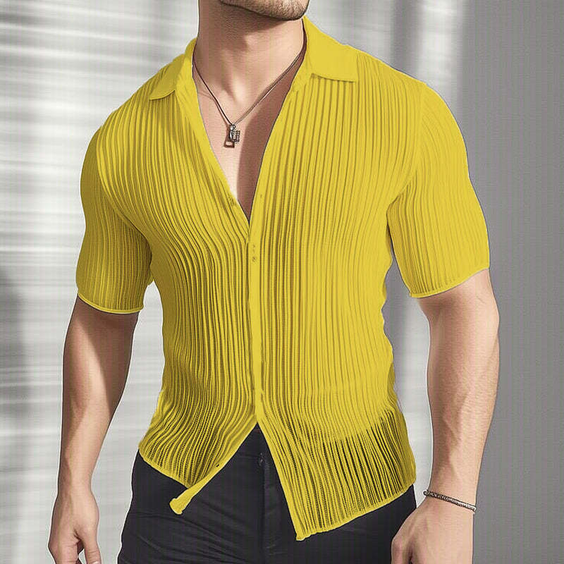 Leichtes strukturiertes Slim-Fit Kurzarmhemd für den Sommer für Herren