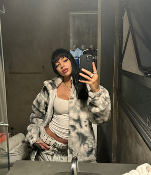 Strapazierfähige Batik-Urbanjacke aus Lammwollimitat 