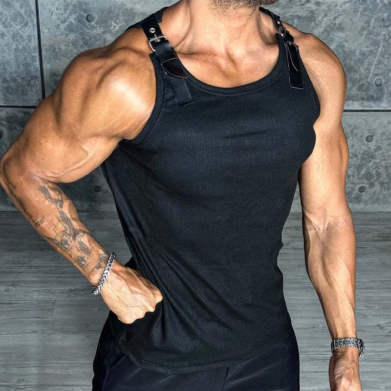 Lässiges Tanktop aus Patchwork-Leder für Herren