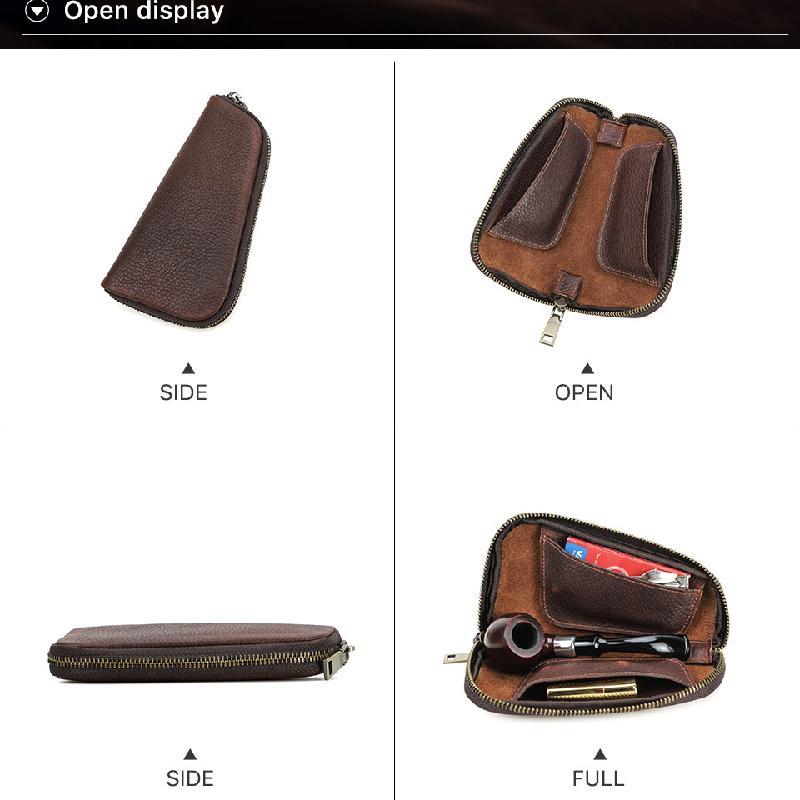 Men's Multifunctional Portable Tobacco Leather Storage Bag