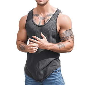 Men's Casual Solid Color U-Neck Slim Fit Knitted Tank Top