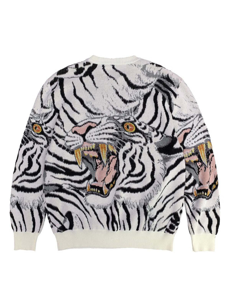 Tiger Crew Neck Knitted Sweater