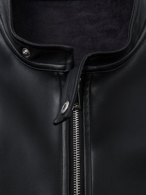 Motorrad-Weste aus PU-Leder mit mehreren Reißverschlüssen 