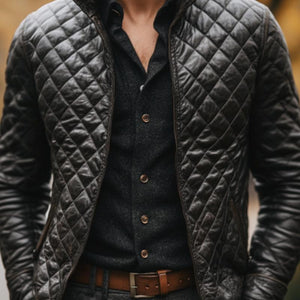 Men's Casual Quilted Leather Jacket