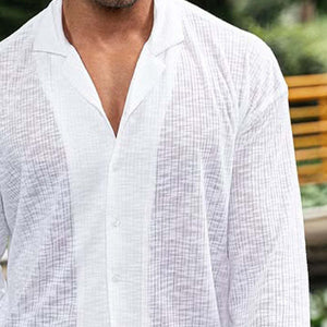 Men's Striped Breathable Long Sleeve Shirt