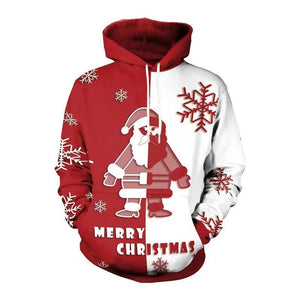Men's Christmas Print Graffiti Casual Hoodie