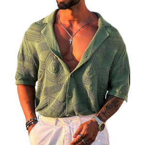 Herren-Strick-Poloshirt mit einreihigem Revers und kurzen Ärmeln