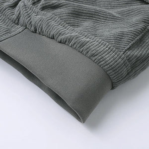 Lässige Herrenjacke aus Cord mit Revers und verdickter Lammwolle mit mehreren Taschen und Reißverschluss