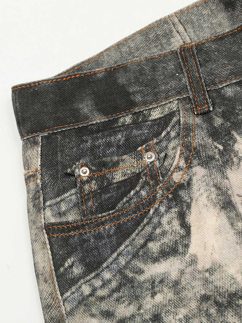 Tie-dye Camouflage Straight Jeans