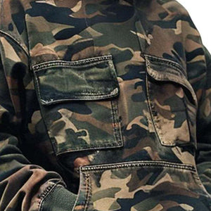 Men's Vintage Camouflage Printed Flap Pocket Long-Sleeved Hoodie