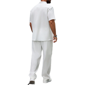 Men's Spring Summer Fashion Casual Cool Short Sleeve Shirt Style Long Set