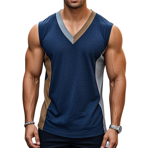 Lässiges Retro-Tanktop mit Colorblock-V-Ausschnitt für Herren