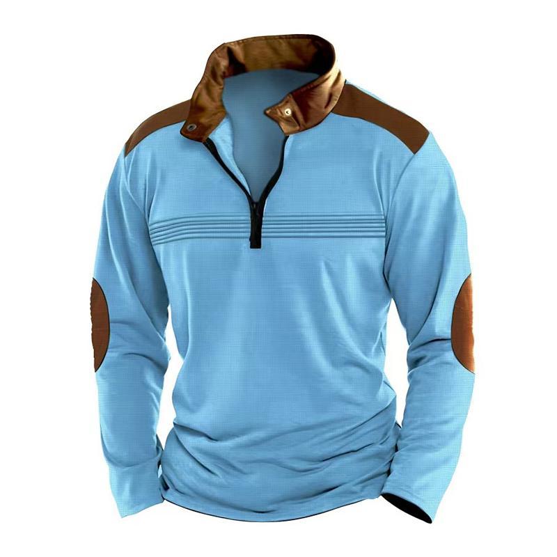 Herren Colorblock Reißverschluss Stehkragen Langarm Casual Sweatshirt