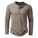 Lässiges, einfarbiges Langarm-T-Shirt mit Henley-Kragen für Herren