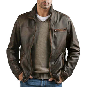 Men's Vintage Zipper Leather Jacket