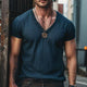 Men's Casual Solid Color Pit Article Fabrics V-Neck Short Sleeve T-Shirt