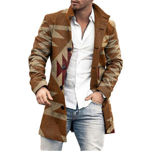 Men's Stand Collar Mid-length Woolen Coat