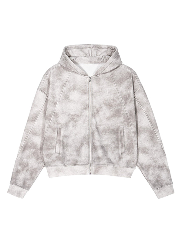 Heavy Tie-dye Fleece Hooded Jacket