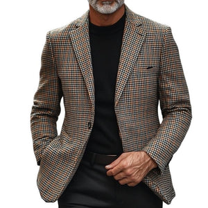 Men's Vintage Check Lapel Single Breasted Blazer