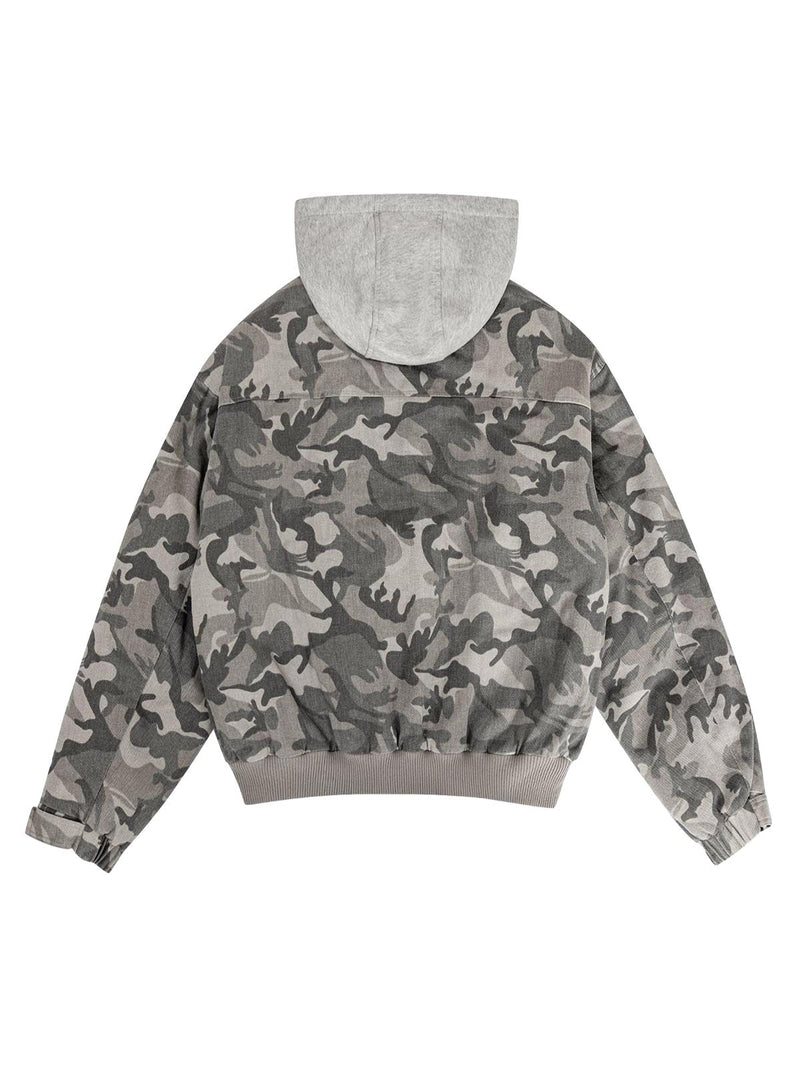 Camouflage Hooded Bomber Jacket