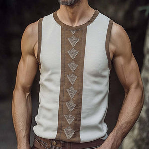 Herren-Tanktop im Retro-Stil mit lässigen Nähten und ethnischem Print