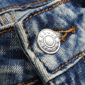 Zerrissene Stretchjeans im Punk-Patchwork-Stil für Herren