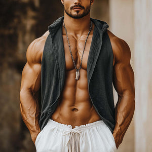 Men's Retro Simple Open Collar Tank Top