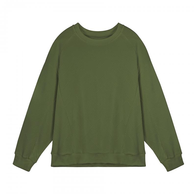 Men's Solid Color Textured Round Neck Long Sleeve T-shirt