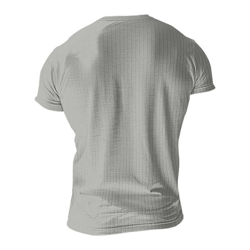 Men's Casual Stretch Knit Short Sleeve Henley T-Shirt