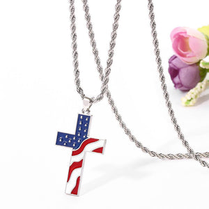 Vintage Casual American Flag Cross Necklace