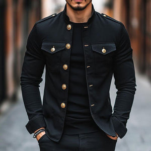 Men's Vintage Casual Solid Lapel Button Jacket