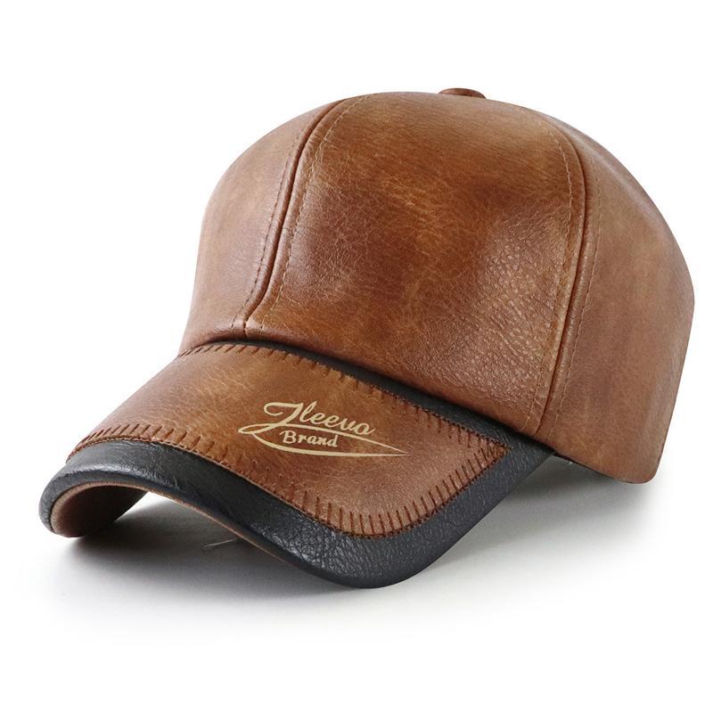 Herren Vintage Plüsch Warme Leder Baseballkappe