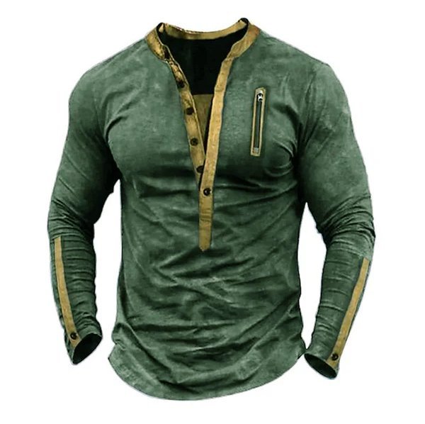 Taktisches Herren-T-Shirt mit Henley-Ausschnitt und Reißverschluss für den Außenbereich