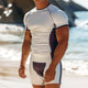 Men's Retro Casual Round Neck T-Shirt Swimwear Two-piece Set