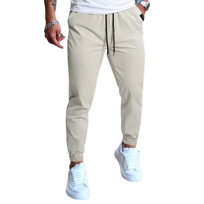 Einfarbige Freizeithose mit elastischer Taille für Herren 