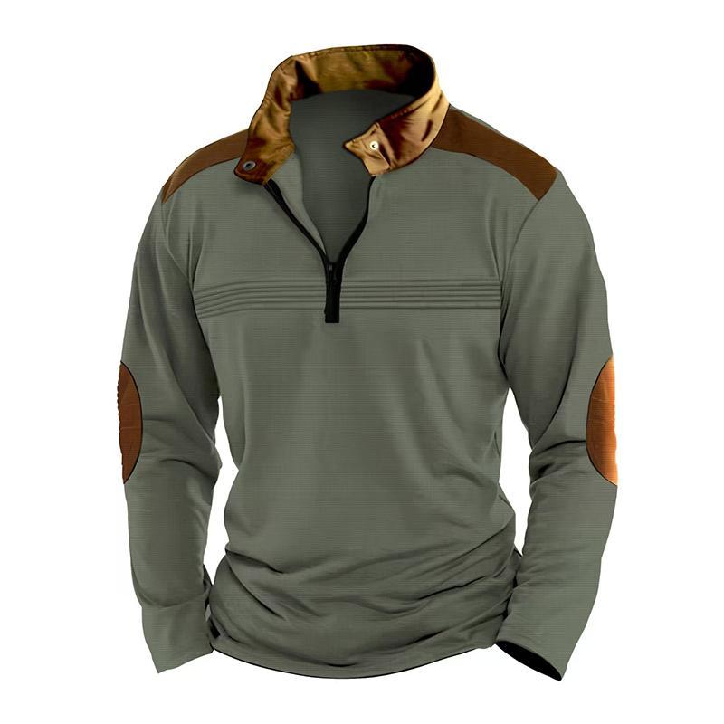Herren Colorblock Reißverschluss Stehkragen Langarm Casual Sweatshirt