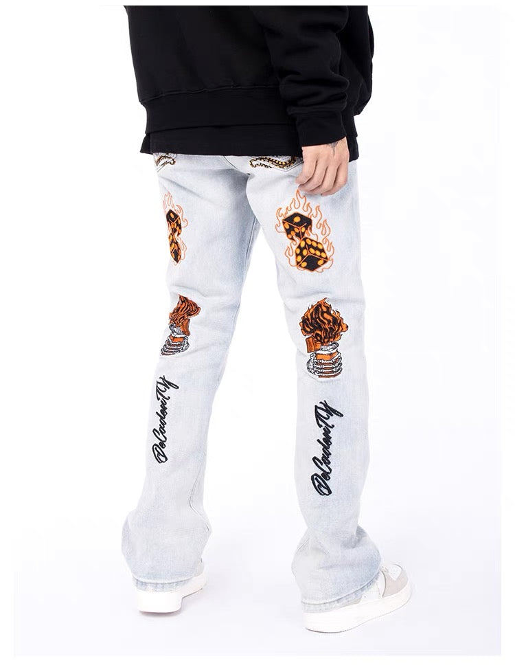 High Street Embroidery Retro Jeans