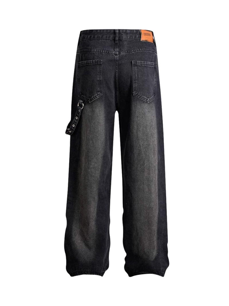 Washed Distressed Baggy Jeans