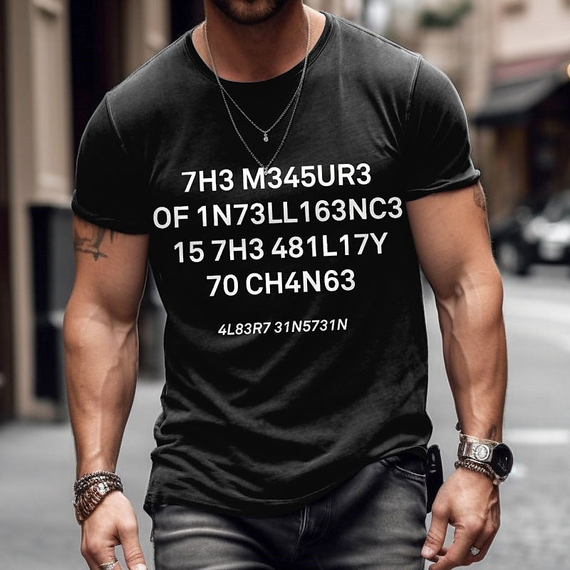 Herren-T-Shirt mit grafischem Buchstaben, Used-Look, kurzärmelig, 3D-Druck, Rundhalsausschnitt, Vintage-Modedesigner, Outdoor, Alltag, Sport, Schwarz, Weiß, Marineblau, Frühlings- und Sommerkleidung, SM